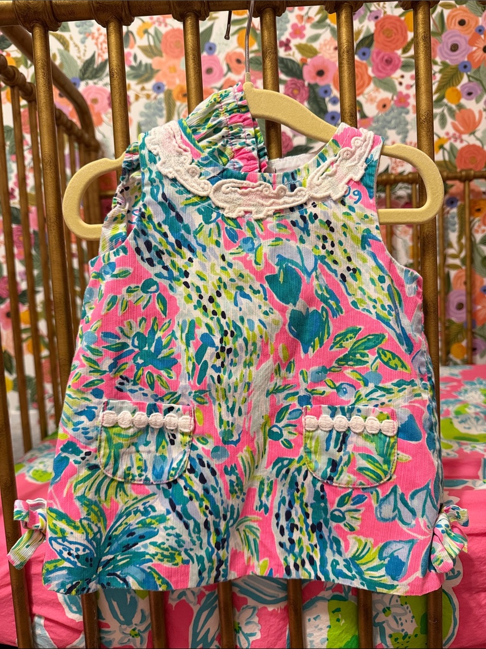 Lilly Pulitzer Pink & Turquoise Floral Cotton Dress for Kids